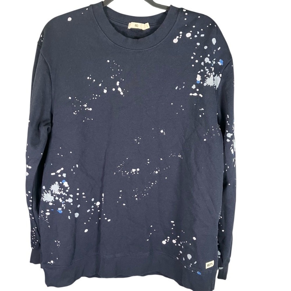 RE: Denim Since 2002 Paint Splatter Crewneck Sweatshirt, Recycled Fiber, Large‎